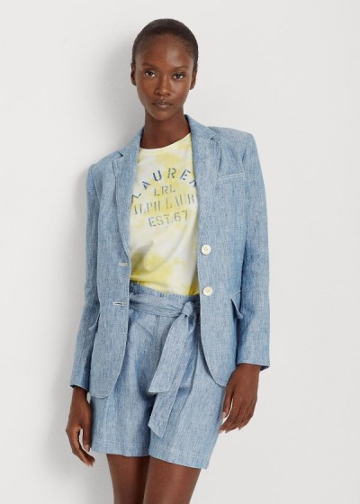Blazer Ralph Lauren Mujer Azules - Chambray-Linen - WXJAK4206